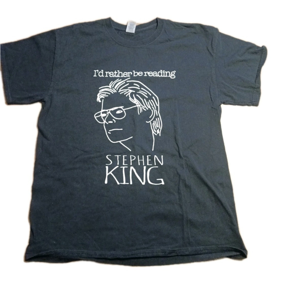 Stephen King Reading T-Shirt Large Black